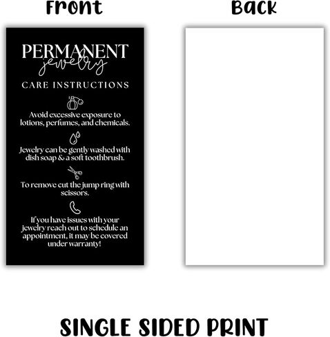 Permanent Jewelry Care Instruction Cards 50pk 2x3.5" for Clients Consent Release Forms Business Chain Rings Starter Kit Welder Connectors in Saudi Arabia