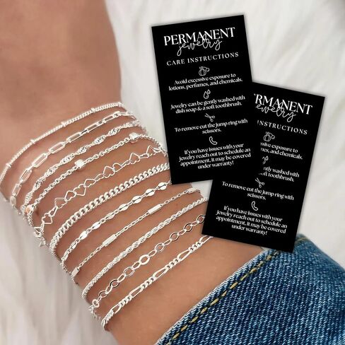 Permanent Jewelry Care Instruction Cards 50pk 2x3.5" for Clients Consent Release Forms Business Chain Rings Starter Kit Welder Connectors in Saudi Arabia