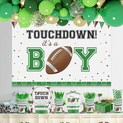 MEHOFOND 192Pcs Football Baby Shower Decorations Football Plates and Napkins Touchdown It's A Boy Baby Shower Tableware Set, Rugby Sports Football Theme Boy Baby Shower Supplies Serve 24 in Saudi Arabia