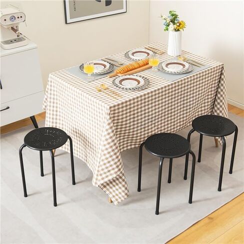 17.5" Classroom Stools Set of 6, Steel Stools for School Elementary, Kids Stools w/Daisy Design, Stackable Stools for Classroom, Home, Office, Outdoors, Garden (Black) in Kuwait