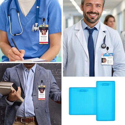 Mabor Silicone Badge Reel Molds for Resin, Badge Buddy Mold Kit for Epoxy Resin DIY Craft Personalized ID Office Work Cards Making, Square & Rectangular(2) in Saudi Arabia