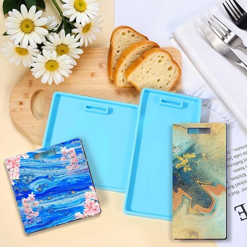 Mabor Silicone Badge Reel Molds for Resin, Badge Buddy Mold Kit for Epoxy Resin DIY Craft Personalized ID Office Work Cards Making, Square & Rectangular(2) in Saudi Arabia