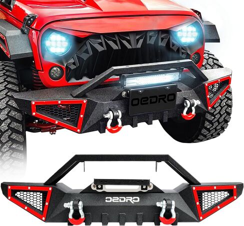 OEDRO Front Bumper Compatible with 2007-2024 Jeep Wrangler JK/JKU JL/JLU Gladiator JT, Rock Crawler Off Road Full Width Bumper with Winch Plate Mounting & 2 x D-Rings in Saudi Arabia