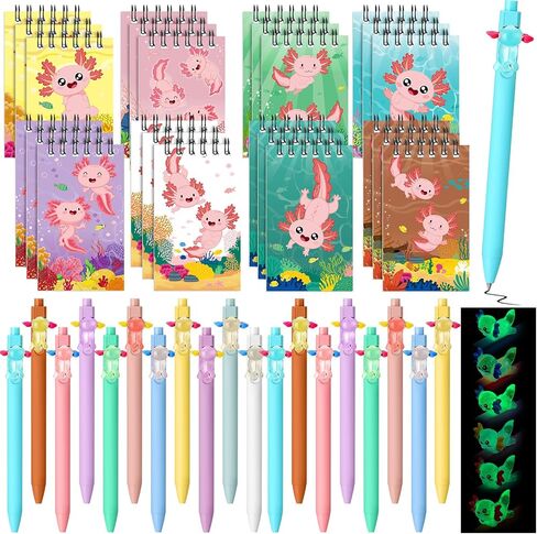48 PCS AXOLOTL MINI Notebooks Axolotl point pens set لطيف لطيف الجيب الجيب in Saudi Arabia