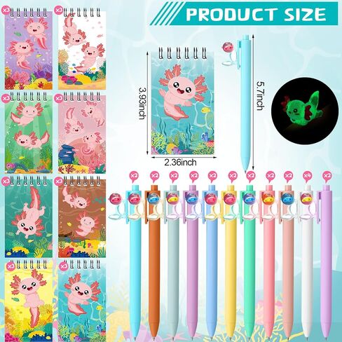 48 PCS AXOLOTL MINI Notebooks Axolotl point pens set لطيف لطيف الجيب الجيب in Saudi Arabia
