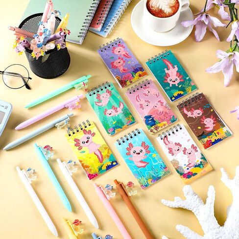 48 PCS AXOLOTL MINI Notebooks Axolotl point pens set لطيف لطيف الجيب الجيب in Saudi Arabia
