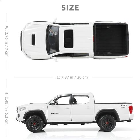 لعبة بيك آب شاحنات للأولاد المتوافقة مع 2023 Toguta Tacoma Tro Pro ، 1/24 Metal Diecast Model Thane Truck Car for Kids- Gray in Kuwait