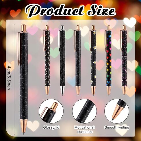 12 Sets Fancy Pens and Notepad Set 6 Mini Glitter Pocket Notebooks 6 Cute Sparkly Glitter Pens for Girls Women Office First Day of School Mother's Day Christmas Graduation(Pink) in Saudi Arabia