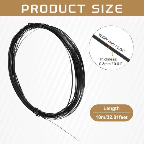 Uxcell 1mm الألومنيوم الحرف السلك المسطح ، 98 قدمًا 0.3 ملم قابلة للانحناء المجوهرات المعدنية الزهرية in Saudi Arabia