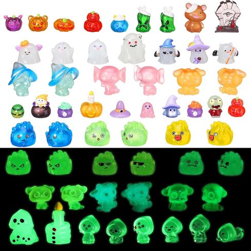 58 PCS Halloween Luminous Mini Torms Flow في شخصيات راتنج صغيرة داكنة وضعت جنية منزل ديوراما ديوراما هالوين قرع الشبح زخرفة لحديقة Dollhouse Craft (Ghost) in Saudi Arabia