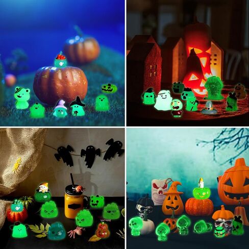 58 PCS Halloween Luminous Mini Torms Flow في شخصيات راتنج صغيرة داكنة وضعت جنية منزل ديوراما ديوراما هالوين قرع الشبح زخرفة لحديقة Dollhouse Craft (Ghost) in Saudi Arabia
