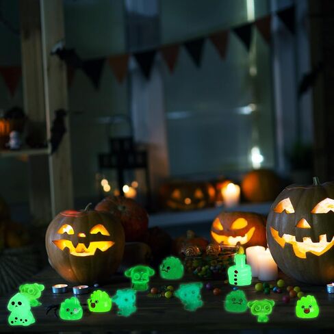 58 PCS Halloween Luminous Mini Torms Flow في شخصيات راتنج صغيرة داكنة وضعت جنية منزل ديوراما ديوراما هالوين قرع الشبح زخرفة لحديقة Dollhouse Craft (Ghost) in Saudi Arabia