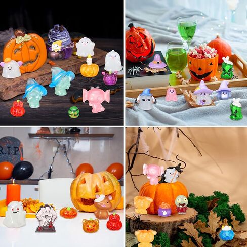 58 PCS Halloween Luminous Mini Torms Flow في شخصيات راتنج صغيرة داكنة وضعت جنية منزل ديوراما ديوراما هالوين قرع الشبح زخرفة لحديقة Dollhouse Craft (Ghost) in Saudi Arabia
