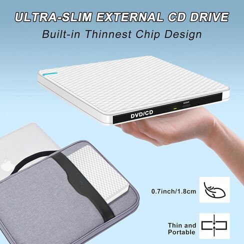 Guamar External CD/DVD Drive, USB-C USB 3.0 CD DVD +/-RW Burner with 2 USB & SD/TF Slot, Portable CD ROM Disc Reader Optical Disk Drive DVD Player for Laptop PC Windows 11 Mac MacBook Linux OS in Kuwait
