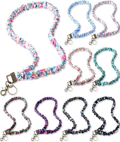 Faccito 8 PCS Scrunchies Lanyards for id badges مفاتيح المعلم المسدود الحبل مع سلسلة مفاتيح العنق القابلة للسحب قابلة للسحب in Saudi Arabia