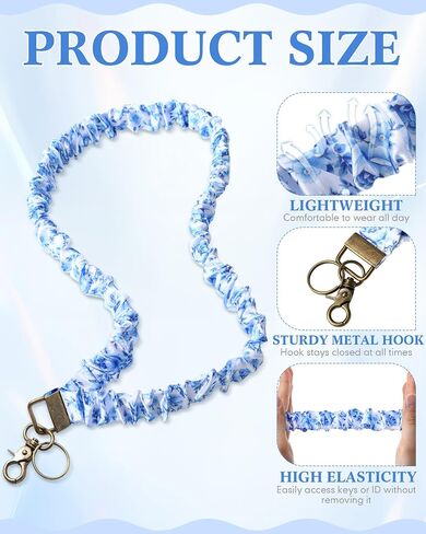 Faccito 8 PCS Scrunchies Lanyards for id badges مفاتيح المعلم المسدود الحبل مع سلسلة مفاتيح العنق القابلة للسحب قابلة للسحب in Saudi Arabia