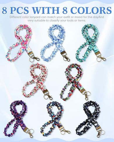 Faccito 8 PCS Scrunchies Lanyards for id badges مفاتيح المعلم المسدود الحبل مع سلسلة مفاتيح العنق القابلة للسحب قابلة للسحب in Saudi Arabia