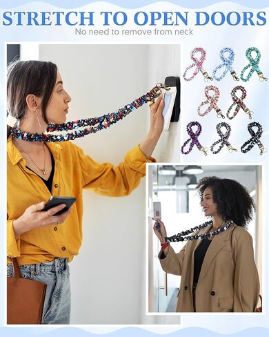 Faccito 8 PCS Scrunchies Lanyards for id badges مفاتيح المعلم المسدود الحبل مع سلسلة مفاتيح العنق القابلة للسحب قابلة للسحب in Saudi Arabia