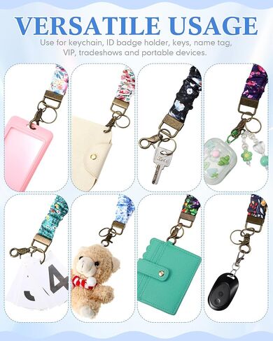 Faccito 8 PCS Scrunchies Lanyards for id badges مفاتيح المعلم المسدود الحبل مع سلسلة مفاتيح العنق القابلة للسحب قابلة للسحب in Saudi Arabia