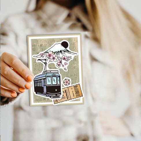 Globleland 4pcs طوابع يابانية واضحة لـ DIY Scrapbooking Mount Fuji Cherry Blossom Silicone Clear Stamp Seals طوابع شفافة للبطاقات صنع ألبوم الصور مجلة المنزل الزخرفة in Saudi Arabia