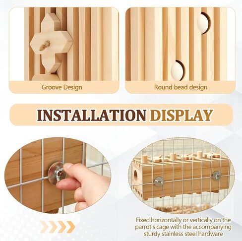 12 × 5 × 4 بوصات إضافية لطيور الببغاء الببغاء كتلة كتلة كبيرة من ألعاب الببغاء الخشبية الطبيعية متعددة الألوان قفص القفص المضغ للطيور الكبيرة الكوكووس الرمادية الأفريقية in Kuwait