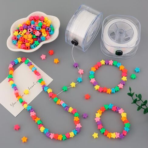 2 Rolls of 0.8MM Flat Stretch Bracelet Strings with Organizing Boxes, 220 Yards White Elastic Thread Crystal Cord for Jewelry Beading and Bracelets Making in Kuwait