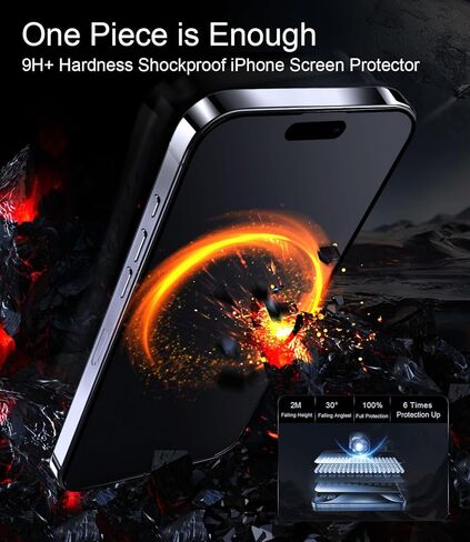 OAproda [1pc stronger than 3pcs • Integrated dustproof Screen Protector for iPhone 15 Pro Max [Full Protection] 9H+ Shatterproof, Reinforced edges, Case Friendly,6.7-inch in Kuwait