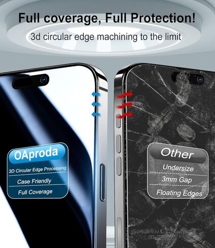 OAproda [1pc stronger than 3pcs • Integrated dustproof Screen Protector for iPhone 15 Pro Max [Full Protection] 9H+ Shatterproof, Reinforced edges, Case Friendly,6.7-inch in Kuwait