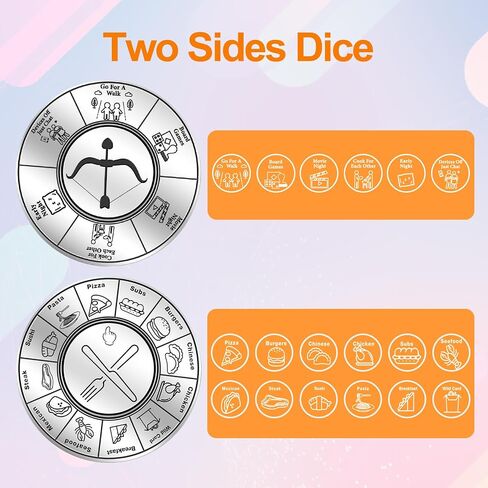 Stocking Stuffers for Men Women: Stainless Steel Turntable Selection Food Dice & Date Night Couple Gifts for Boyfriend Grilfriend Him Her Wife on Christmas Birthday Anniversary Valentines Day Weddind in Saudi Arabia