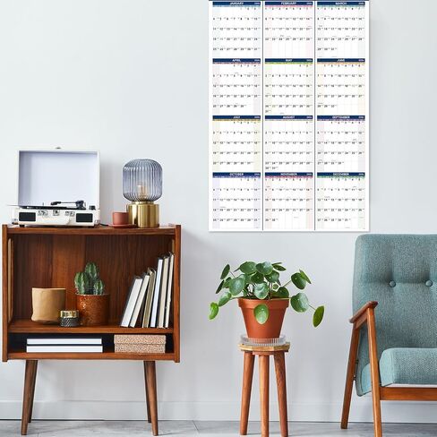 2026 Yearly Wall Calendar - 2026 Calendar, JAN 2026 - DEC 2026, Yearly Calendar/Planner, 34.3" x 22.8"(Open), 2026 Wall Calendar 12 Month with Premium Paper, Double-Sided Small Round Sticks, Azure in Saudi Arabia