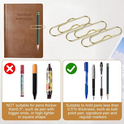 24 PCS Metal Pen Clip for Noteboor ، حاملي مقطع الورق في الذهب للحصول على دفاتر الملاحظات ، مقطع متين على حامل المجلات والمخططين والمكتب ومقاطع قلم رصاص للطلاب والمعلمين in Kuwait