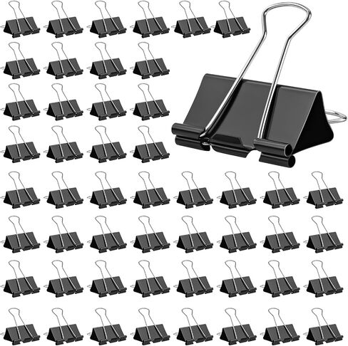 OWLKELA 1.6 Inch (50 Pack) Large Binder Clips, Black Paper Clamps for Office, School, and Home Supplies in Kuwait
