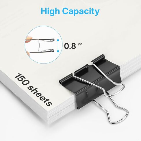 OWLKELA 1.6 Inch (50 Pack) Large Binder Clips, Black Paper Clamps for Office, School, and Home Supplies in Kuwait