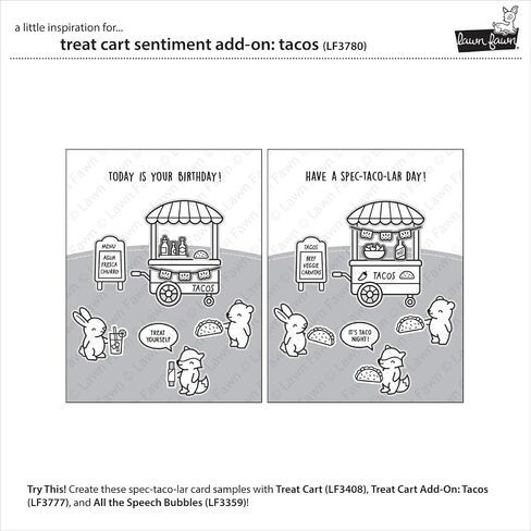 Lawn Fawn LF3780 Treat Cart Sentiment Add-On: Tacos 2X3 Clear Stamp Set in Saudi Arabia