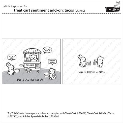 Lawn Fawn LF3780 Treat Cart Sentiment Add-On: Tacos 2X3 Clear Stamp Set in Saudi Arabia