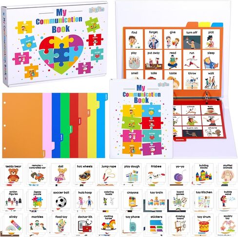 GISGFIM Visual Communication Book 240 Picture Cards 8 Tabs 3 Ring Binder Dividers Communication Communication Autism Language Materials Material in Saudi Arabia