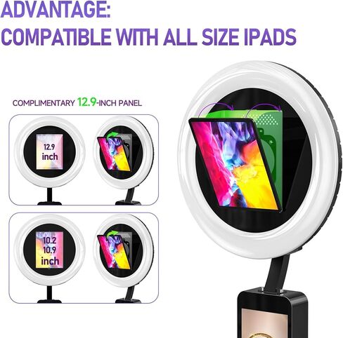 كشك الصور المتجول متوافق مع Ipad 10.9in 10.2in، ضوء حلقة كشك الصور المحمول لجهاز Ipad Photobooth مع تطبيق برمجي in Kuwait