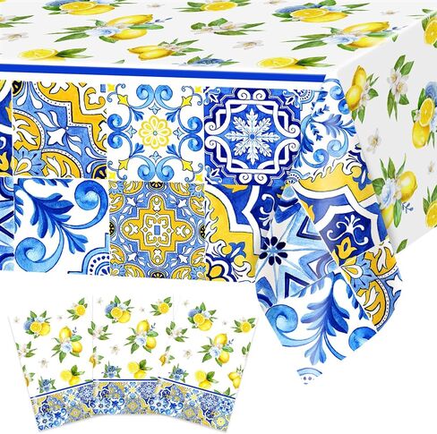 Avezano 3 PCS Capri Lemon موضوع المائدة مفارش 108 × 54 بوصة وجدت لها الضغط الرئيسي دش الزفاف الملقبات القابلة للتصرف in Saudi Arabia