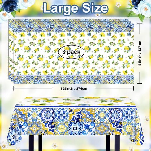 Avezano 3 PCS Capri Lemon موضوع المائدة مفارش 108 × 54 بوصة وجدت لها الضغط الرئيسي دش الزفاف الملقبات القابلة للتصرف in Saudi Arabia