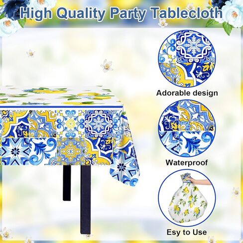 Avezano 3 PCS Capri Lemon موضوع المائدة مفارش 108 × 54 بوصة وجدت لها الضغط الرئيسي دش الزفاف الملقبات القابلة للتصرف in Saudi Arabia