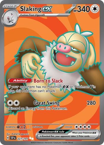 Pokemon - Slaking ex 227/191 - Surging Sparks – Full Art Ultra Rare – Foil Card in Saudi Arabia