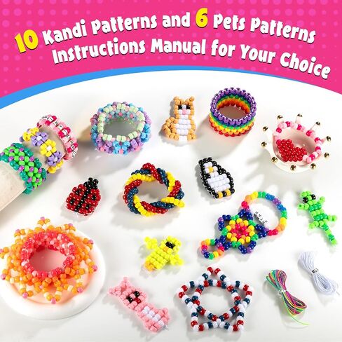 Zefy Pony Beads for Bracelets and Hrafts ، 32 Color Kandi Beads with 10 Cuff Designs و 6 تصاميم للحيوانات الأليفة ، مجموعة سوار الصداقة مع حبة رسائل لصنع مجوهرات سلسلة المفاتيح (2000+ PCS) in Kuwait