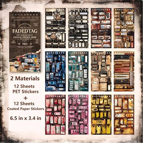 ملصقات العلامات المتلازمة القديمة لـ Journaling ، 24 ورقة كتاب ملصق Junk Journal Pre-cut ، على الإطلاق لمستلزمات سجلات القصاصات ، وفرقة القصاصات الحرفية للبالغين in Kuwait