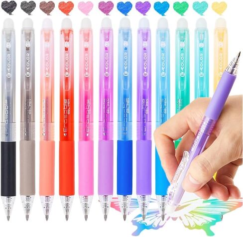 12pcs أقلام ألوان قابلة للمحو ، ونقطة دقيقة قابلة للسحب 0.7 مم ، وتجفيف سريع ، وكتابة قبضة الراحة للمدرسة ، والمكتب ، والامتحانات (12) in Saudi Arabia