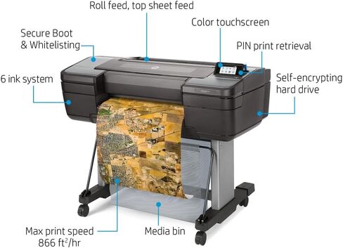 HP DesignJet Z6 Large Format PostScript Printer - 24 "، مع ميزات الأمان المتقدمة (T8W15A) in Saudi Arabia