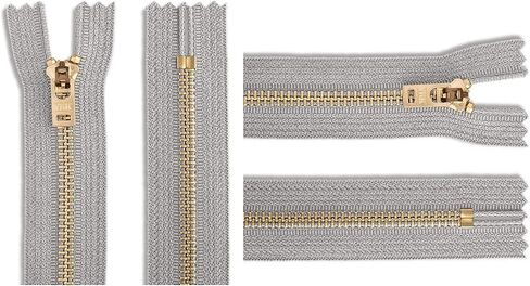 #5 Brass Jeans/Pants Light Grey Medium Weight YKK Zippers - Color: Rail Grey #119 - Choose Your Length - Made in The United States (1 Zipper Per Pack) (7" Inches) in Saudi Arabia