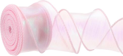 PATIKIL Iridescent Organza Ribbon 1-1/2 Inch x 10 Yard, Sheer Wired Shimmer Chiffon Ribbons Sparkly Fishtail Yarn Gift Ribbons for Gift Wrapping Floral Bouquet, Blue in Saudi Arabia