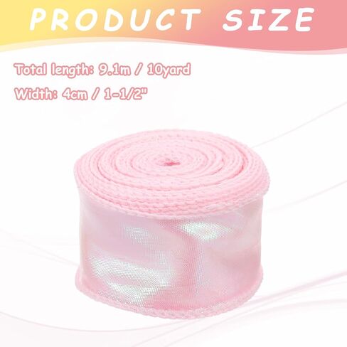 PATIKIL Iridescent Organza Ribbon 1-1/2 Inch x 10 Yard, Sheer Wired Shimmer Chiffon Ribbons Sparkly Fishtail Yarn Gift Ribbons for Gift Wrapping Floral Bouquet, Blue in Saudi Arabia