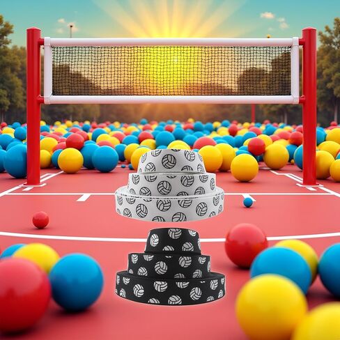 2 Roll White and Black Sports Ball Ribbons Volleyball Craft Pattern Wired Gift Wrapping Party Decoration Ribbons for Team Hair Bows Wrap Gift Wrapping Supplies in Saudi Arabia