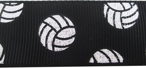 2 Roll White and Black Sports Ball Ribbons Volleyball Craft Pattern Wired Gift Wrapping Party Decoration Ribbons for Team Hair Bows Wrap Gift Wrapping Supplies in Saudi Arabia